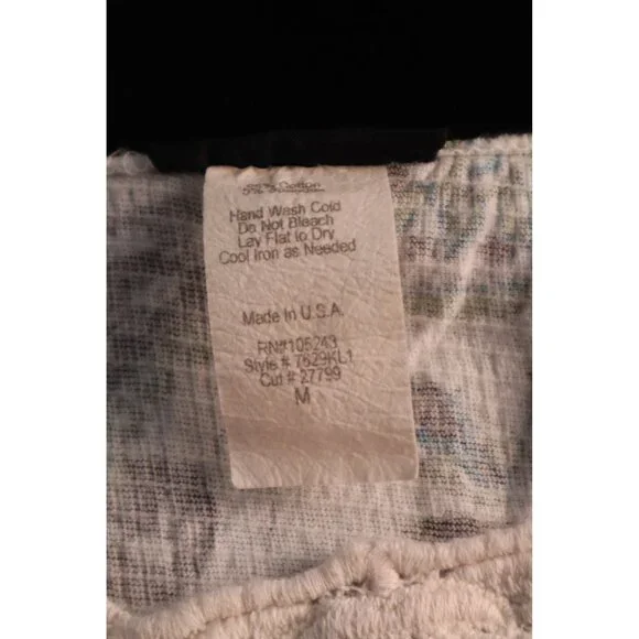 JKLA California Women's Floral Print‎ Lace Trim Top Medium White & Green - Picture 6 of 8